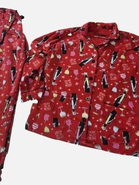PJ Salvage Red Flannel Button Down Pajama Be Merry Set